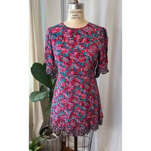 RIXO For Target Dress Womens Size 8 Pink Purple Floral Puff Sleeve Mini Ruffle